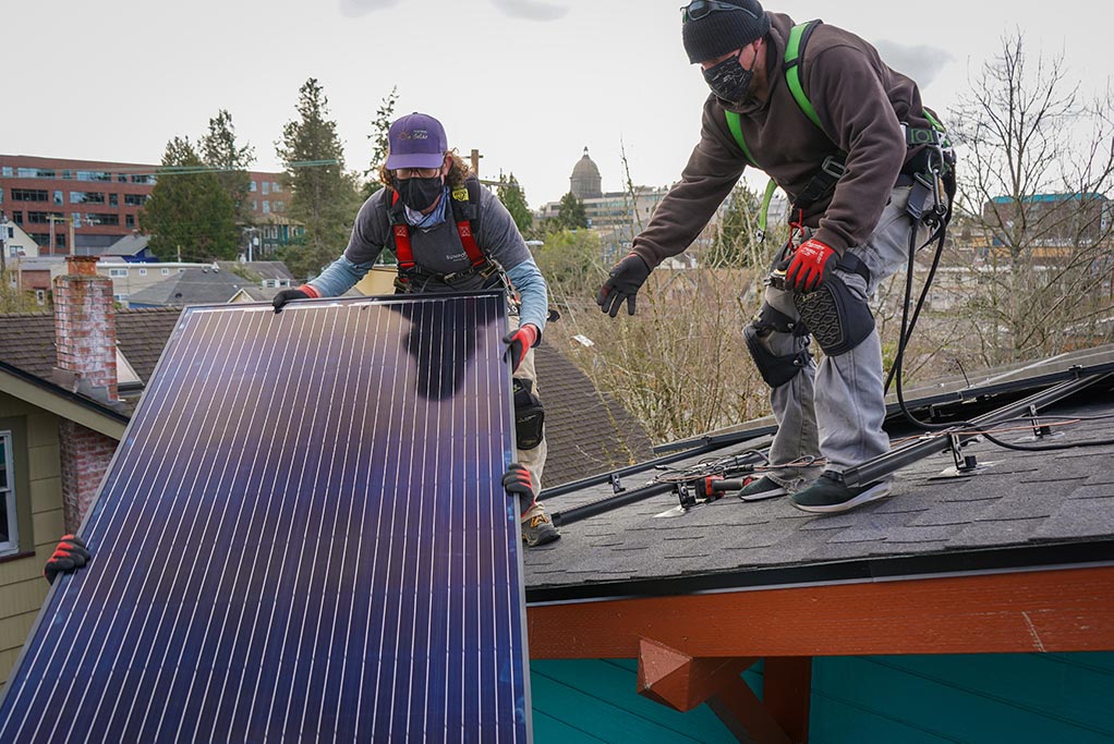 The South Sound Solar crew installing the system.